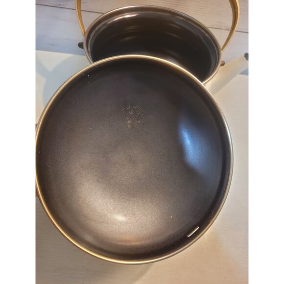 VTG 1960’s ASTA Enamelware Tea Kettle Teapot Brass Handles Floral West Germany - Picture 8 of 11